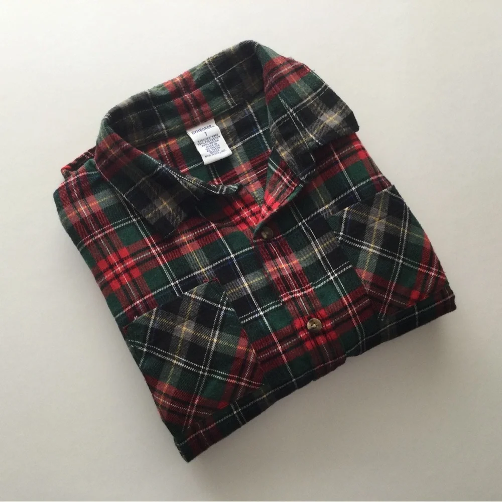 Gymboree Boys Plaid Flannel Shirt - Green/Red